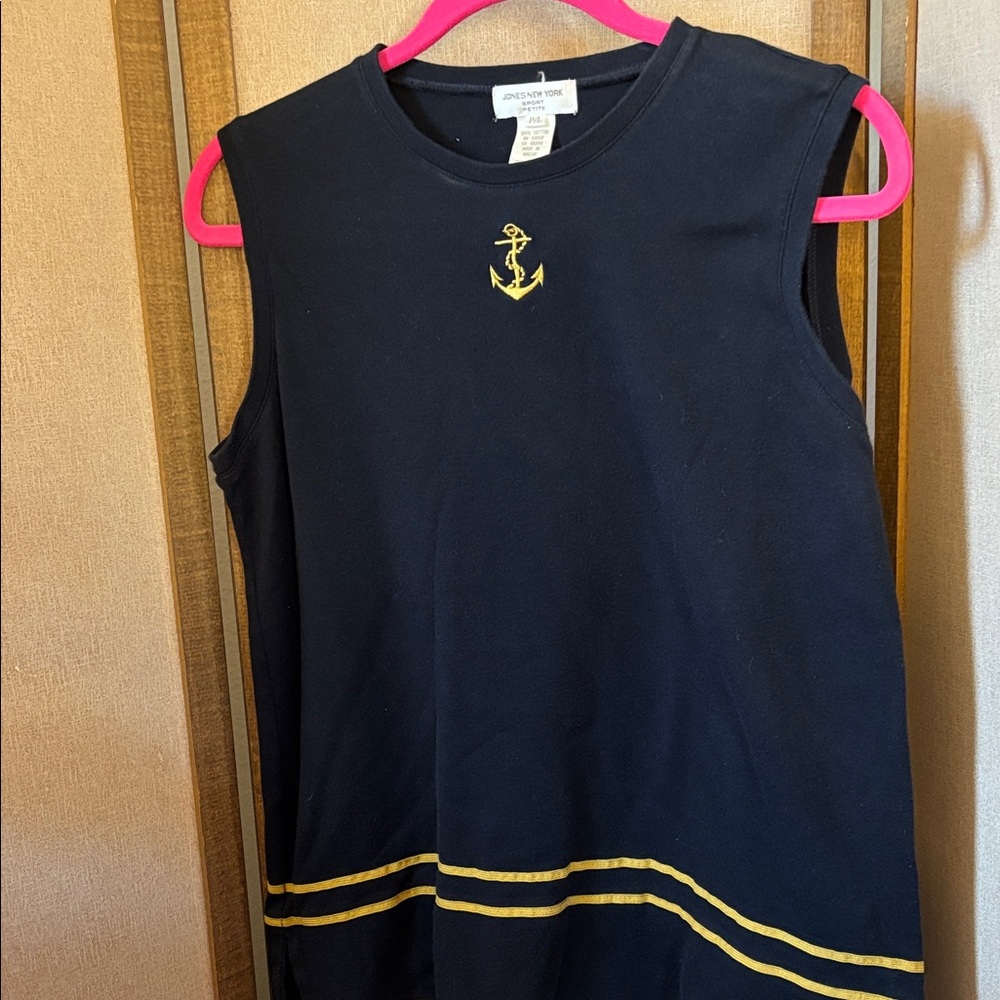 Jones New York Tank Top with Gold Anchor Petite Large